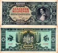 *100 000 maďarských milpengő Maďarsko 1946, P127 UNC - Kliknutím na obrázok zatvorte -